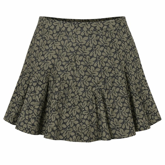 Ann Taylor Dresses & Skirts - Ann Taylor Olive Green Leaf Embroidered Flared Mini Skirt Size 16 Dark Academia